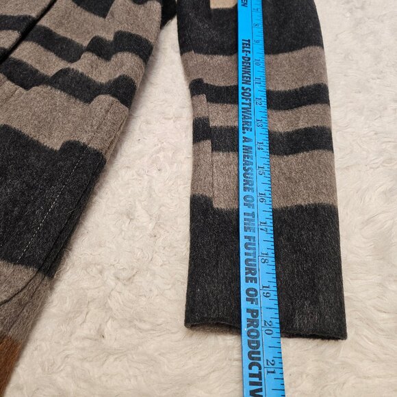 Ann Taylor-Loft Women's Tan Black Stripe Wool Blend Jacket - Picture 6 of 8